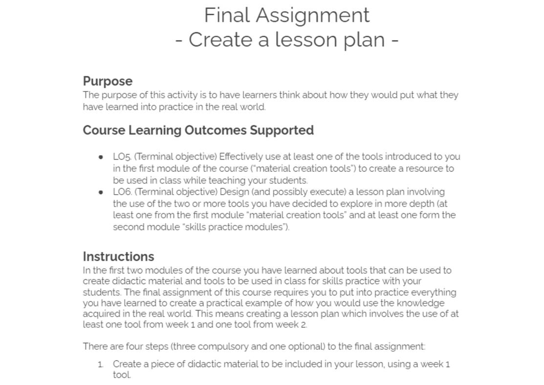Final assignment instructions